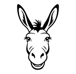 simple donkey face black and white silhouette illustration