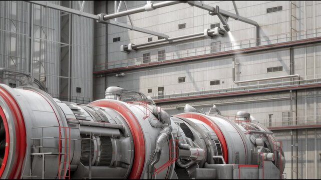 Advanced compressed air energy storage system with futuristic turbine, science fiction look