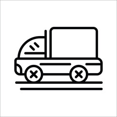 Black line drawing of a box truck on a double line