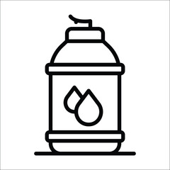 Black outlined bottle with a rounded top and two water droplet icons