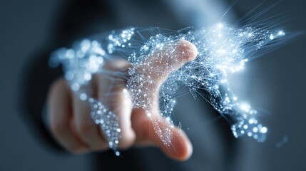 Hand interacting with a digital world map (1)