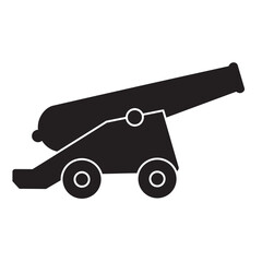 Black and white silhouette vector of cannon on white background