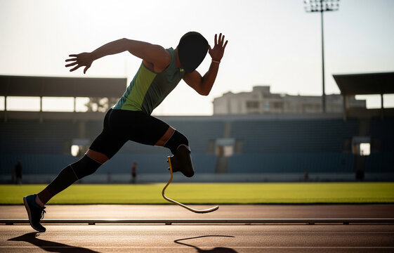Prosthetic Running Blade Athlete on Track