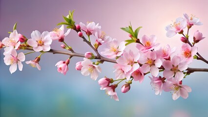 Obraz premium Pink cherry blossoms on a branch in spring