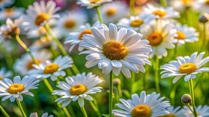 Obraz premium Closeup of white daisies in a field