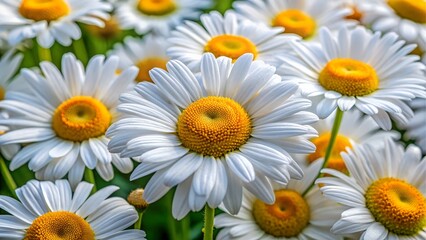 Obraz premium Field of white daisies with yellow centers
