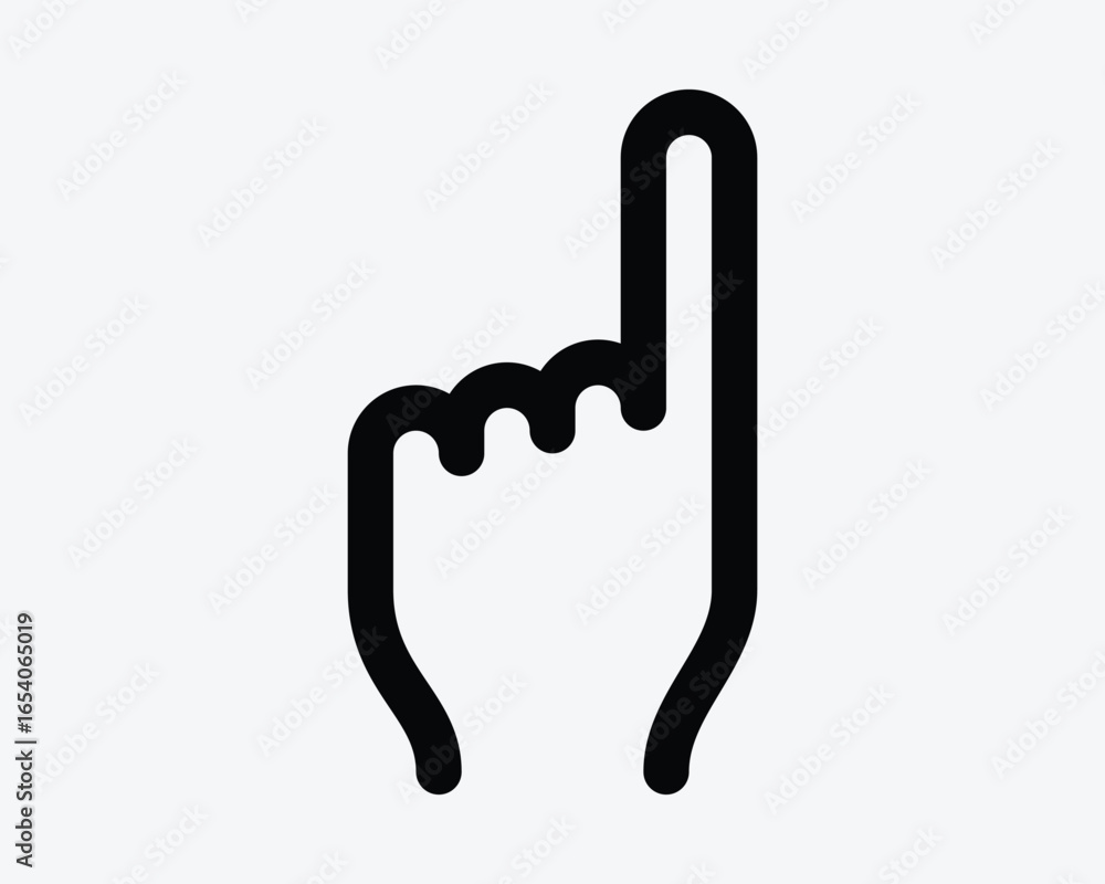 Poster number one index finger outline icon top point pointer gesture 1 position reach direction navigation