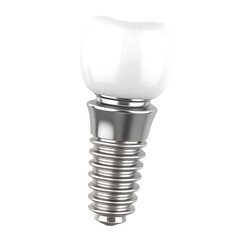 Dental implant screw ceramic crown isolated on a transparent background white crown