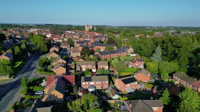 Aerial view of the city of Ripon in North Yorkshire in the northeast of England