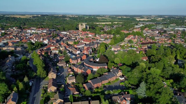 Aerial view of the city of Ripon in North Yorkshire in the northeast of England