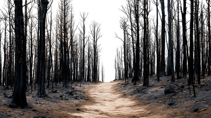Natural dirt path in burnt forest design element PNG