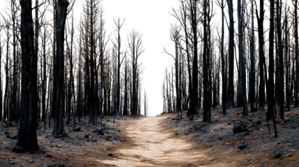 Natural dirt path in burnt forest design element PNG
