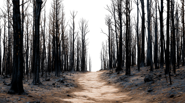 Natural dirt path in burnt forest design element PNG