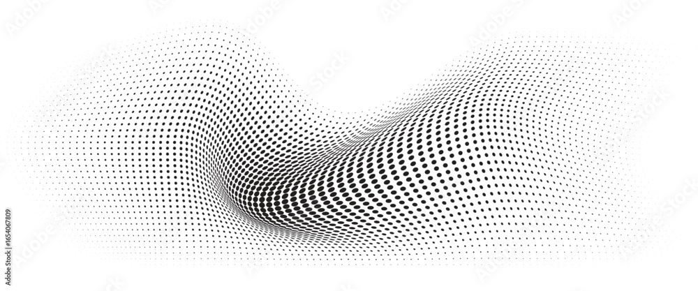 Aufkleber flowing wave dot halftone pattern: curve gradient shape on transparent background. suitable for ai, 
