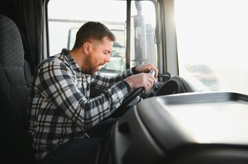 Truck driver feeling tired during the ride