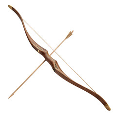 Obraz premium Elegant wooden recurve bow with arrow symbolizes precision, tradition, and focused intent.