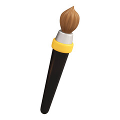 A 3D render of a paintbrush with a black handle and a brown brush head.