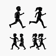 Running Kids Jogging Exercise Activity Sport Play Icon Vector Illustration