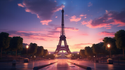 Naklejka premium Eiffel Tower Evening View