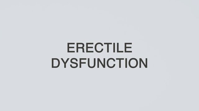 Erectile dysfunction word diagnosed with a stethoscope held in hand on a white background, illustrating male sexual health issue, medical evaluation, healthcare concept, and awareness