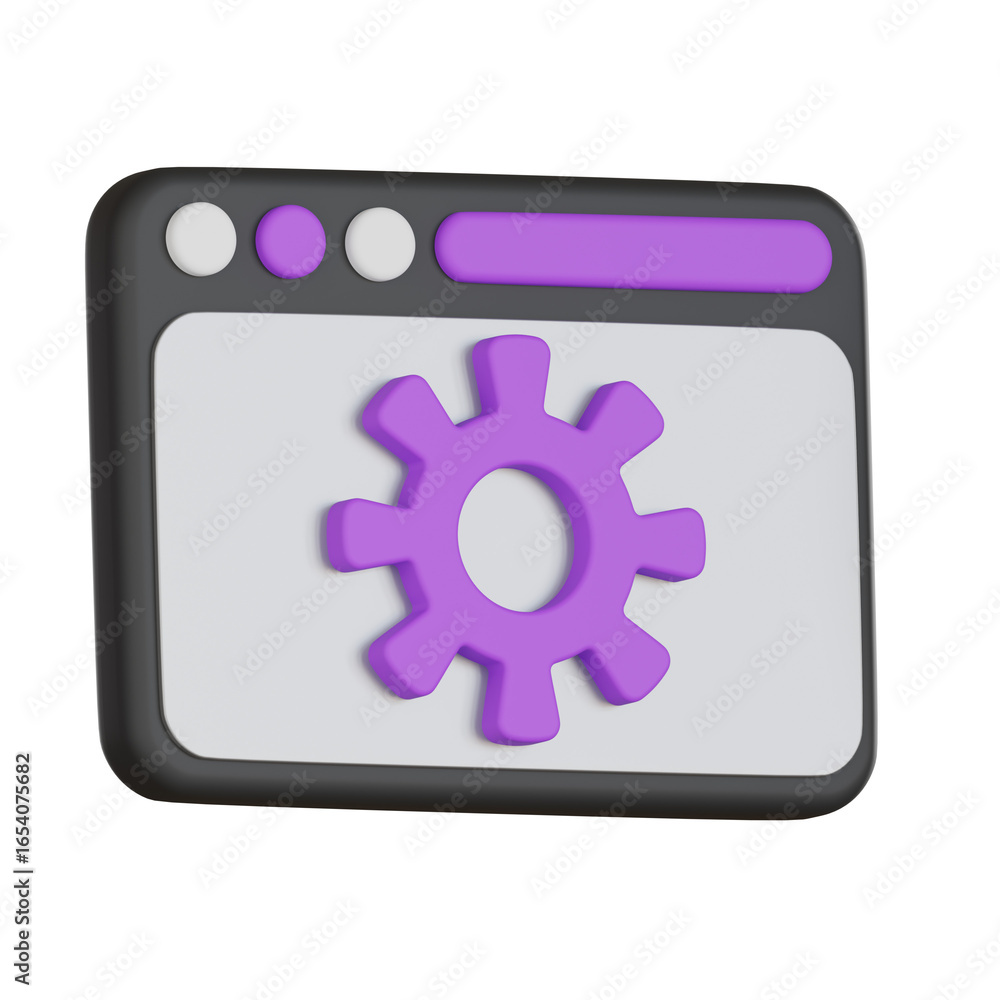 Poster website settings icon with gear user interface 3d icon