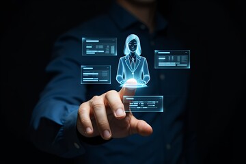 User Managing CRM Data Through a Futuristic Artificial Intelligence GUI