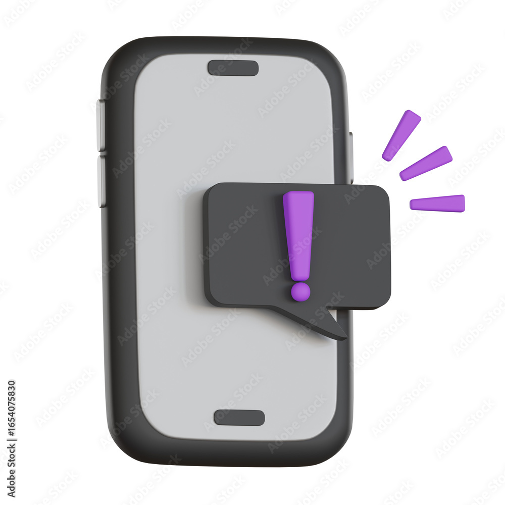 Poster smartphone alert notification with user interface 3d icon