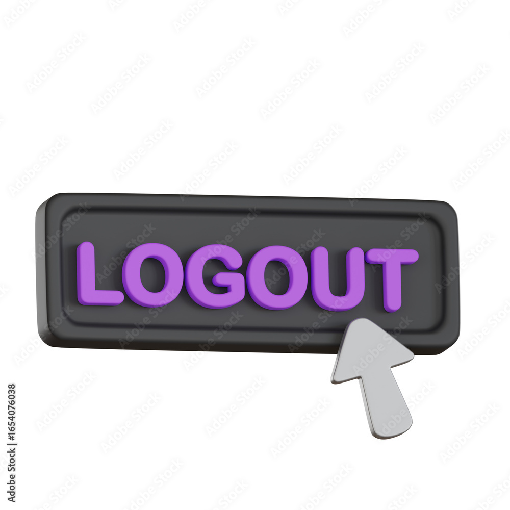 Fototapete logout button with cursor icon user interface 3d icon