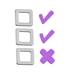 Checklist with check marks and cross User Interface 3D icon