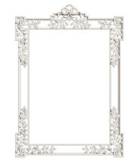 Classic mirror frame isolated on white background.Digital illustration.3d rendering