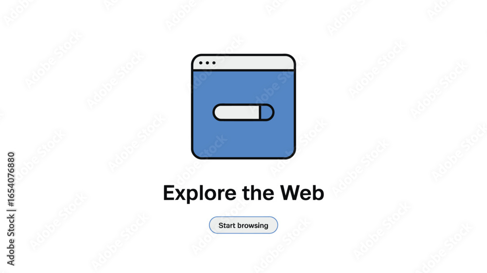 Aufkleber a blue browser icon with a loading bar and the words explore the web and start browsing below it all