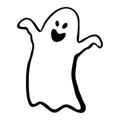 Cute Halloween ghost  doodle illustration.