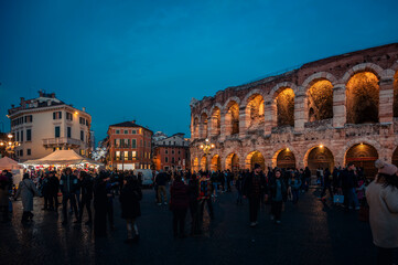 Fototapeta premium Verona. Where the magic of art intertwines with the atmosphere of Advent. The land of Romeo and Juliet.