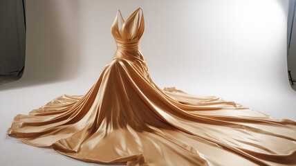 Gold gown with flowing train