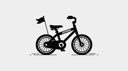 Fototapeta premium A black silhouette of a child's bicycle with a flag and the word joyride on the frame design image