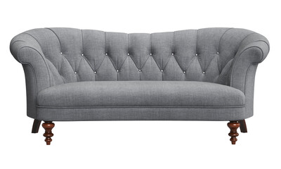 Classic tufted sofa isolated on white background.Digital illustration.3d rendering