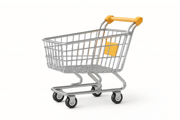 Empty Shopping Cart with Yellow Handle &ndash; Retail and E-Commerce Icon