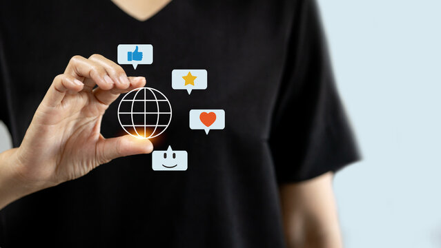 Global digital feedback with social media icons and online interaction