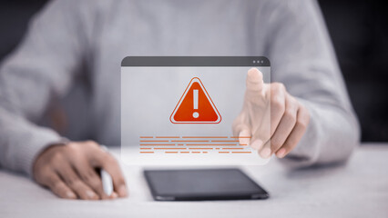 System error warning interface with red alert symbol and digital display