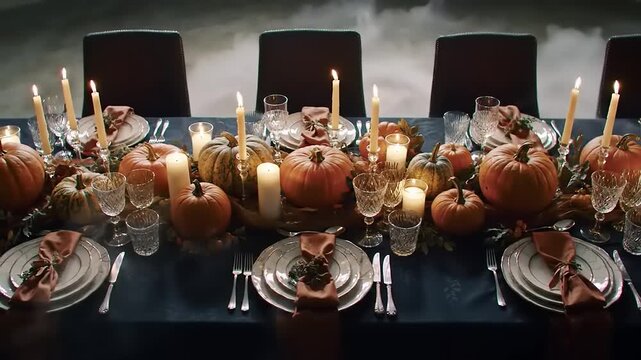 Elegant fall dinner table decor