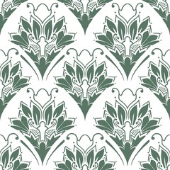 Green Ornamental Floral Seamless Pattern