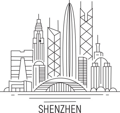 Shenzhen City Line Draw Simple Minimalist