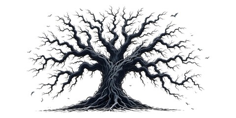 Fototapeta premium Creepy Dead Tree Vector Illustration