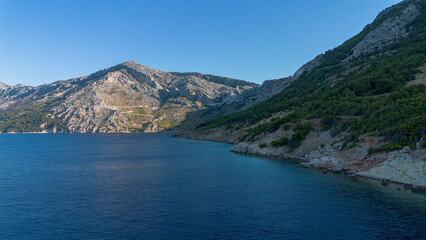 Obraz premium Aerial View of Scenic Adriatic Coastline in Croatia. Makarska. Drone shot