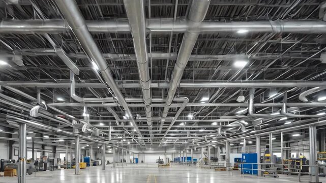 Gleaming stainless steel tubes, neatly arranged in rows inside a modern manufacturing plant, reflect industrial precision, strength, and durability, symbolizing advanced engineering	