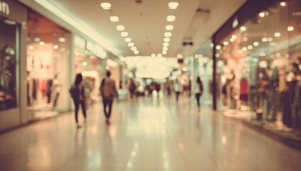 Blurred indoor shot of a bustling shopping mall