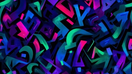 Dense Neon Letter Graffiti Composition