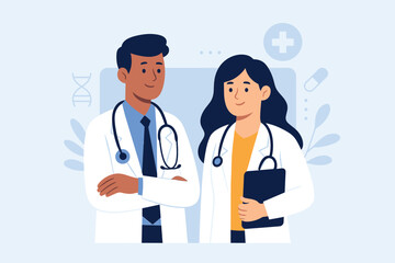 Fototapeta premium Medical professionals doctors in uniforms with stethoscopes