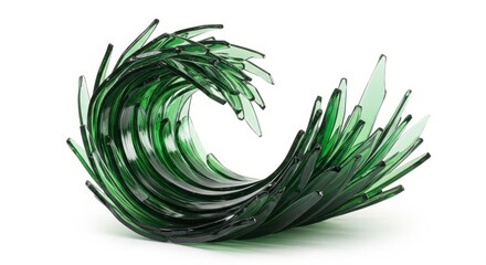 A Modern Abstract Glass Sculpture Resembling a Turquoise Wave