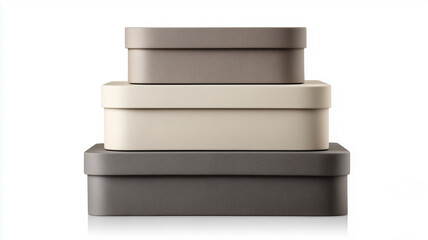 Stacked boxes with neutral color palette